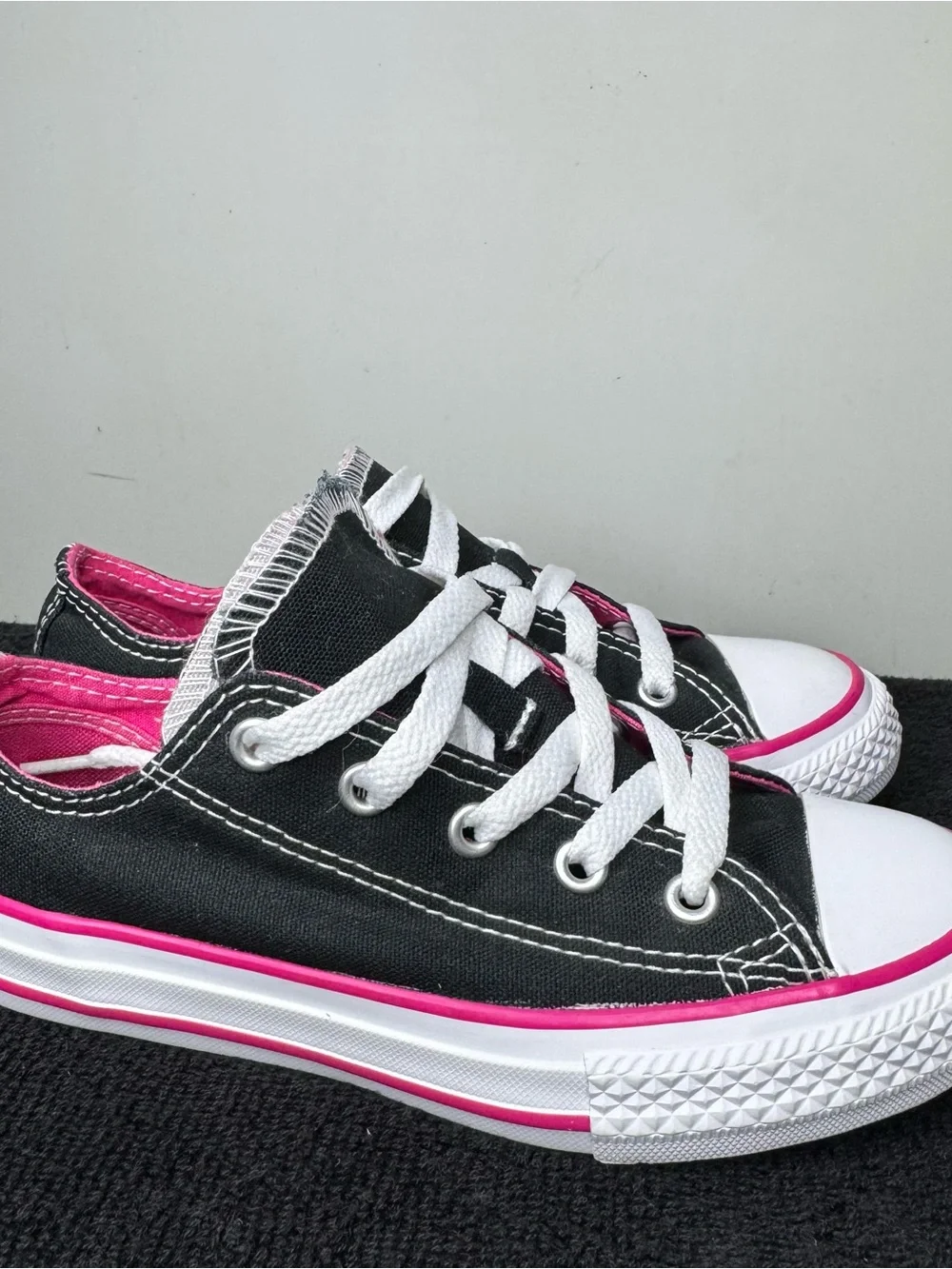 Converse Kids Chuck Taylor Double Tongue Oxford Low Top Sneakers Black Pink